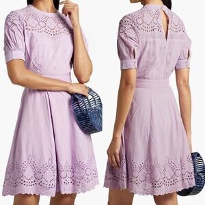 Walter Baker Nicolette Broderie Anglaise-Trimmed Cotton-Gauze Mini Dress 4